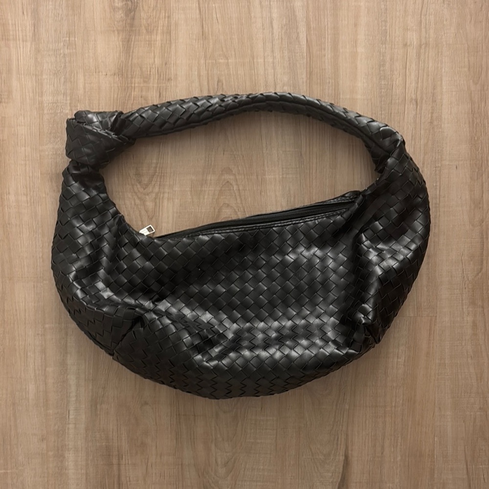Black Woven Shoulder Bag